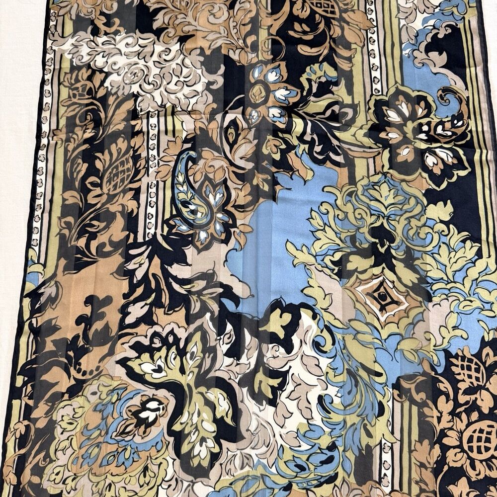 Pierre Balmain Vintage 100% Silk Scarf 17"x61" Floral Baroque Japan Designer - Picture 10 of 12